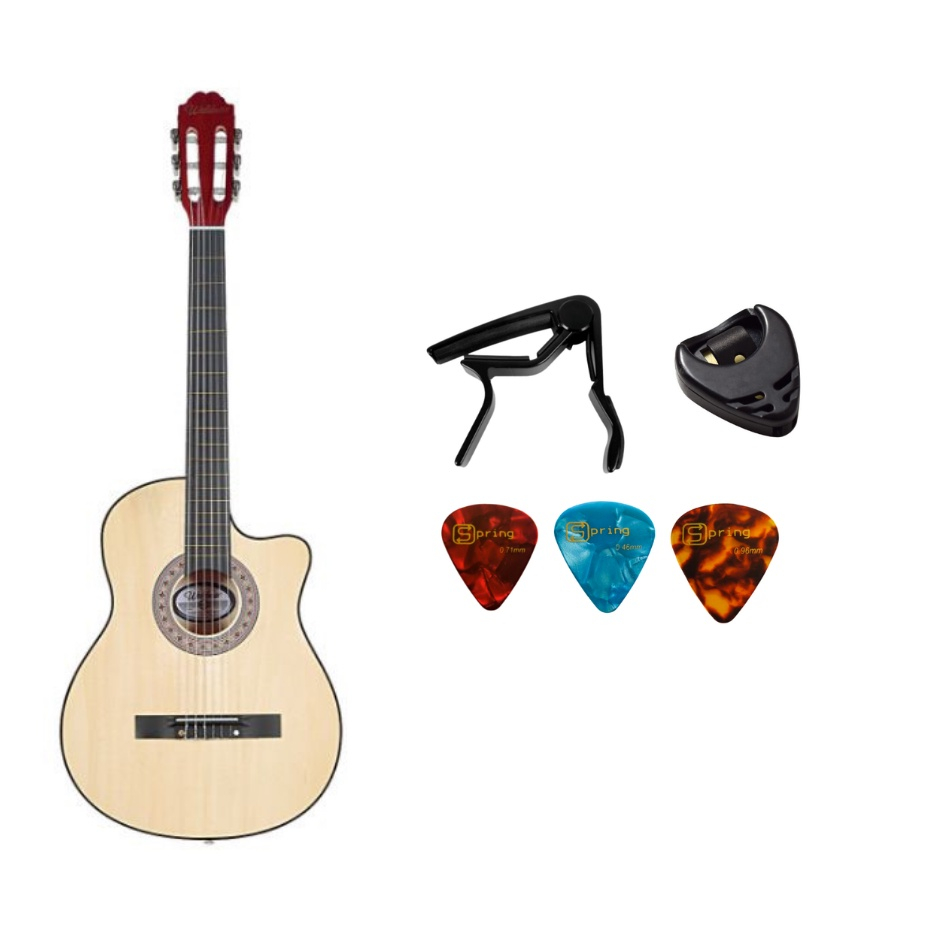 Kit Violao Eletroacustico Nylon Waldman Ppce4 Nt Capotraste No Shoptime