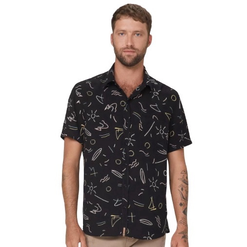 Camisa Masculina Comfort Em Viscose Estampada Hering No Shoptime