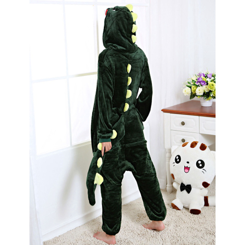 Kit Pijama Dinossauro Verde E Pantufa Fantasia Kigurumi Macac O