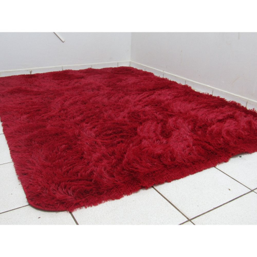 Tapete Peludo Felpudo Pelo Alto Vermelho Liso X M Quarto Sala