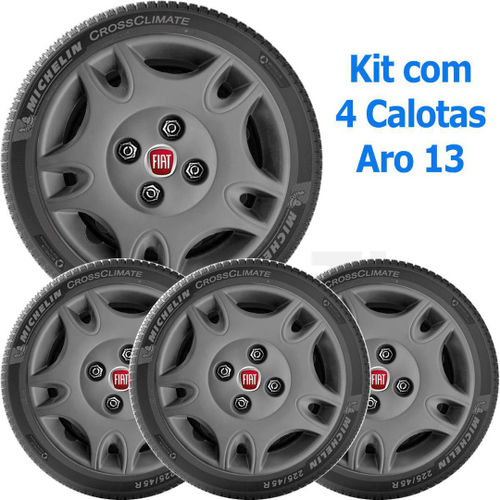 Kit Calota Fiat Palio Uno Mille Siena Aro Grafite Cb No Shoptime