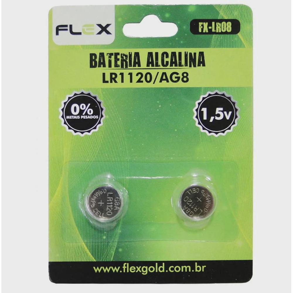 Pilha Bateria Alcalina Lr 1120 AG8 Cartela 2 Unidades Flex No Shoptime