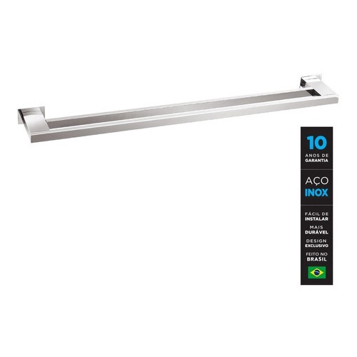 Toalheiro Duplo 80 Cm Inox Kromus RT0310 80 No Shoptime