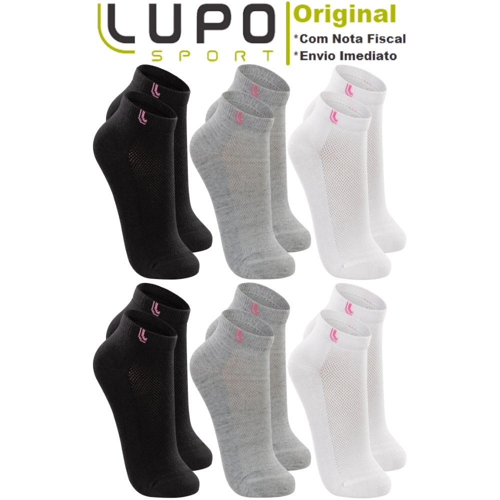 Kit 6 Pares De Meias Algodão Femininas Cano Curto Sport Lupo