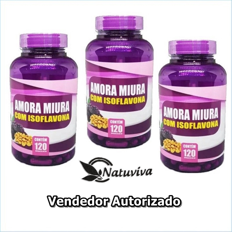 03 Potes Amora Miura Isoflavona 120cápsulas 500mg Original A