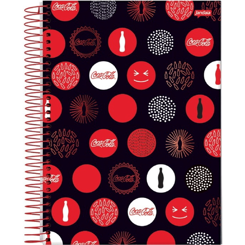 Caderno espiral universitário capa dura 1 matéria 96 folhas coca cola