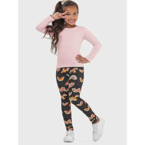 Calça Legging Infantil em Cotton Rainbow Tam 4 a 14 Fakini no Shoptime