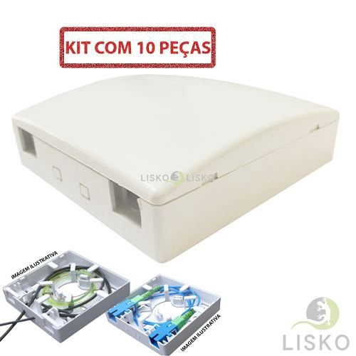 Kit c 10 Caixa Roseta Terminação Fibra Óptica 2p Ftth Pto no Shoptime