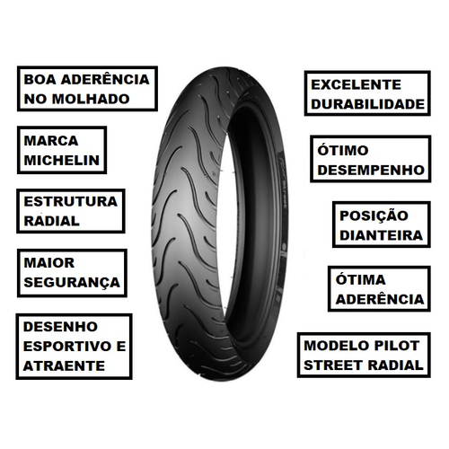 Pneu Michelin Dianteiro 120 70 17 Pilot Street Radial XJ6 F No Shoptime