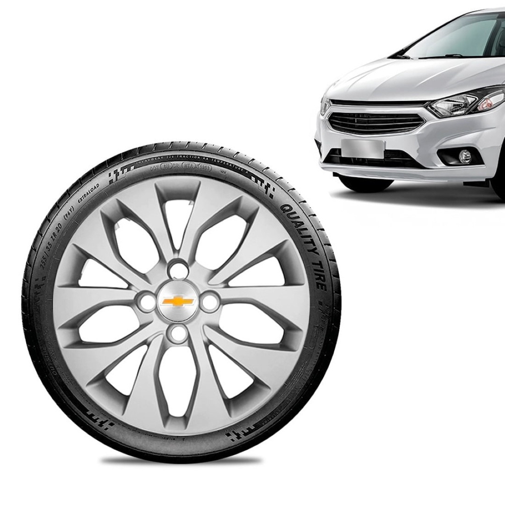 Calota Chevrolet Gm Prisma 2017 18 19 Aro 15 Prata Emblema Prata No