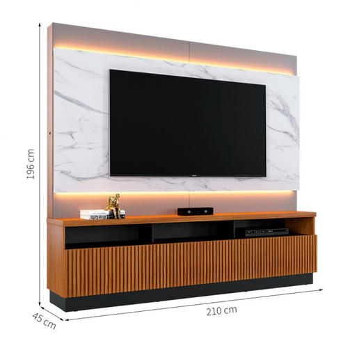 Home Theater Maraj Para Sala De Estar Noce Milano Calacatta Preto