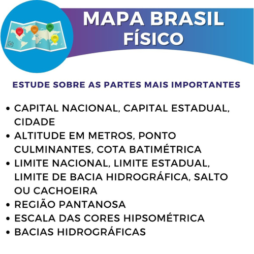 Mapa Do Brasil F Sico Escolar Poster Geogr Fico Politico Dobrado No