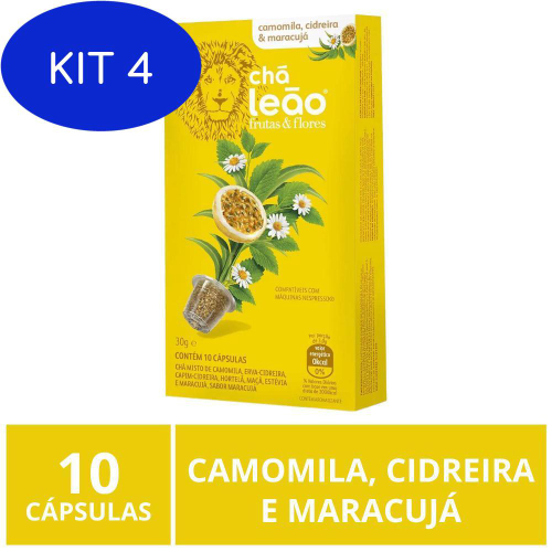 Kit 4 Cápsulas Chá Leão Camomila Cidreira Maracujá Para no Shoptime