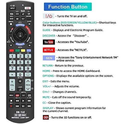 Controle remoto de substituição universal Gvirtue SN 1LC compatível