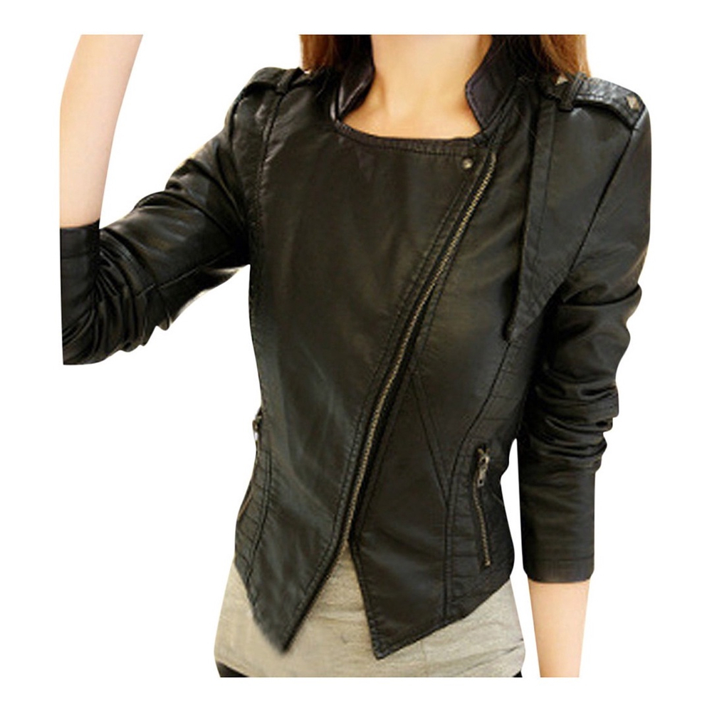 Jaqueta Z Per De Couro Feminino Na Moda Slim Biker Motor No Shoptime