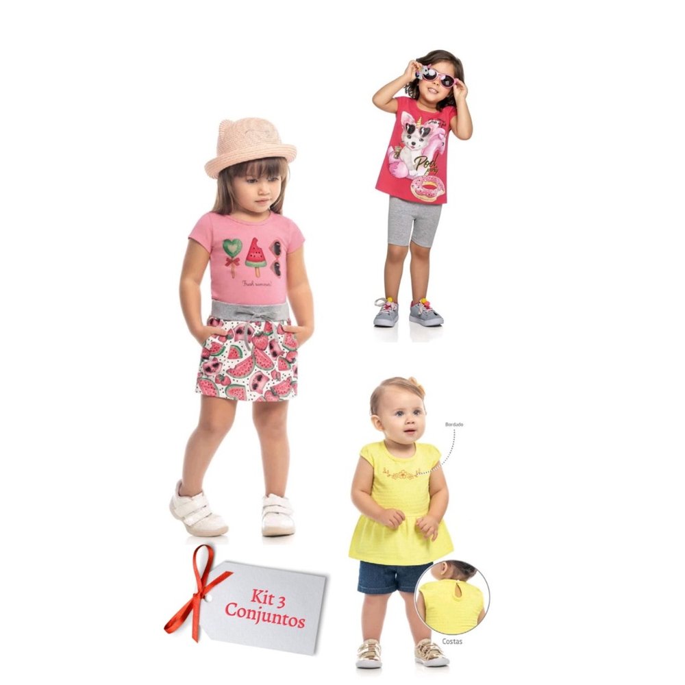 Kit Roupa Infantil Menina Conjunto Ver O Roupa De Calor No Shoptime