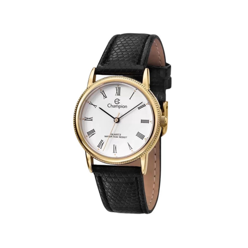 Relógio Champion Feminino Dourado Pequeno Pulseira Couro nf no Shoptime