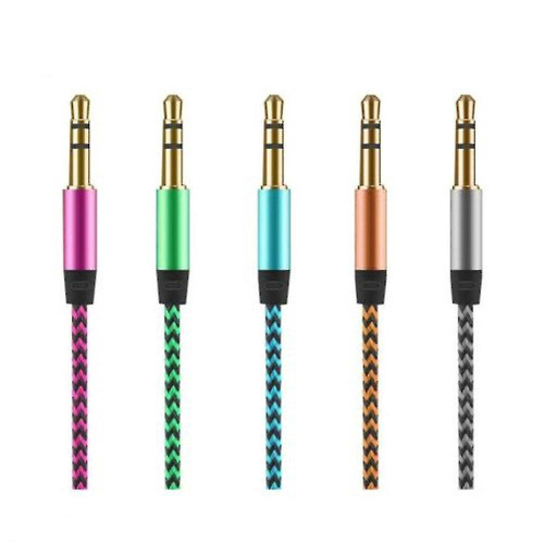 Stock Mm Male A Masculino Carro De Nylon Est Reo Aux Jack Audio Cable