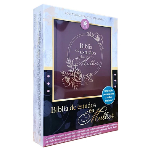 Kit 1 Bíblia de Estudo da Mulher Vinho Dourado nvt 1 Livro