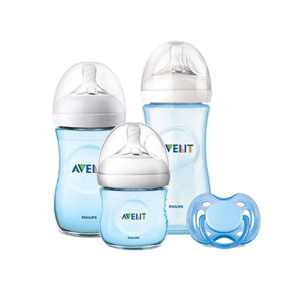 Kit 3 Mamadeiras Pétala 125ml 260ml e 330ml Azul Chupeta Free Flow