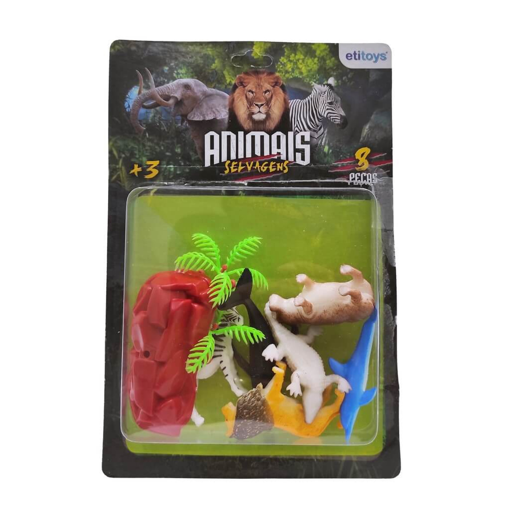 Kit Animais Selvagens Floresta De Brinquedo 8 Peças Etitoys no Shoptime