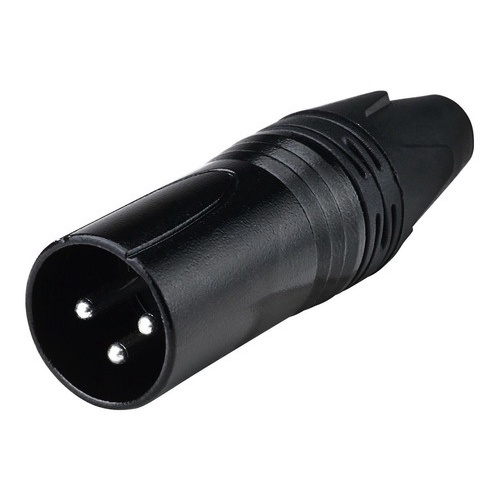 Plug Conector Xlr Canon Macho 3 Pinos Metal Para Microfone E Dmx Preto