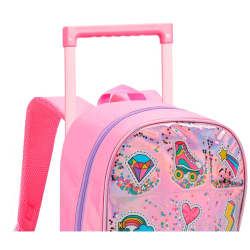 Kit Mochila Escolar Rodinhas Feminina Menina Infantil Juvenil