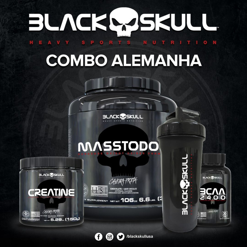 Combo Kit Suplemento Hipercalórico Creatina bcaa Coqueteleira