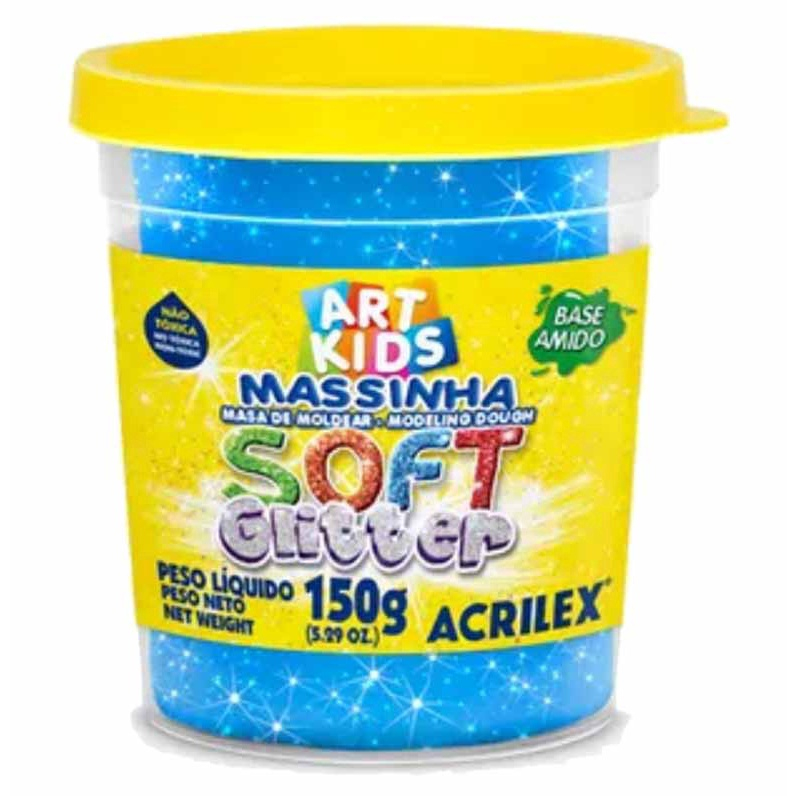 Massa P Modelar Soft Glitter 150G Azul 204 Un Acrilex No Shoptime