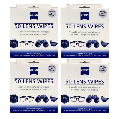 200 Lenços Umedecidos Para Limpeza De Lentes Zeiss 4 Caixas De 50 no