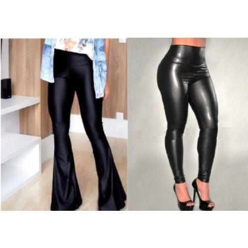 calça flare preta cos alto