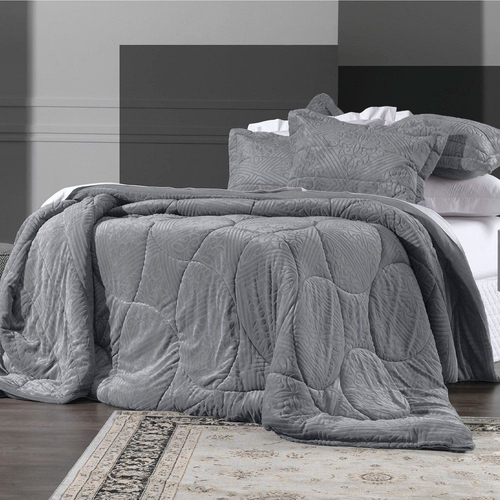 Edredom King Altenburg Blend Elegance Plush Monumental Cinza No