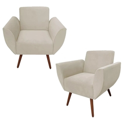 Conj 02 Poltrona Cadeira Decorativa Quarto Flora Corano Ou Suede Bege - Dl Decor é boa?