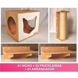 Kit Nicho Gatos 04 pcs - 01 Nicho + 02 Prateleiras + 01 Arranhador - Frente Branca é ruim? Kit Nicho Gatos 04 pcs - 01 Nicho + 02 Prateleiras + 01 Arranhador - Frente Branca é boa?