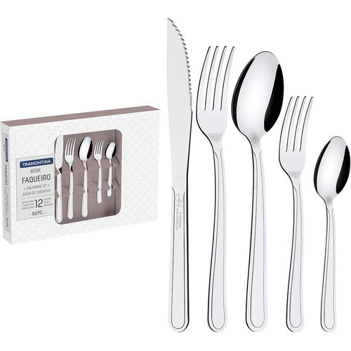 Faqueiro Inox 60pc Buzios Tramontina - Por: R$ 129,99