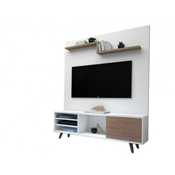 Rack e Painel Vermont 136 cm Branco/Carvalho – KNR Móveis Menor preço em Rack e Painel Vermont 136 cm Branco/Carvalho – KNR Móveis
