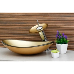 Kit Banheiro Cuba de Vidro Oval Dourada + Torneira Cascata + Válvula Click é boa?