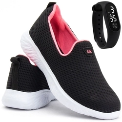 Kit Tênis e Relógio LED Sapatilha Casual Feminino Mikelly Caminhada Preto e Rosa é boa?