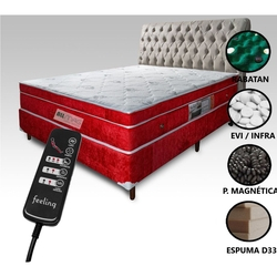 Menor preço em Colchão Magnético Com Massageador Bio Quântico e Controle + Base Box Casal Vermelho