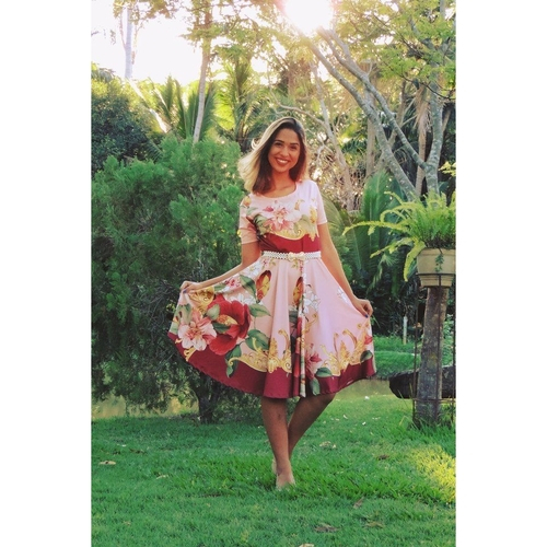 vestido godê florido