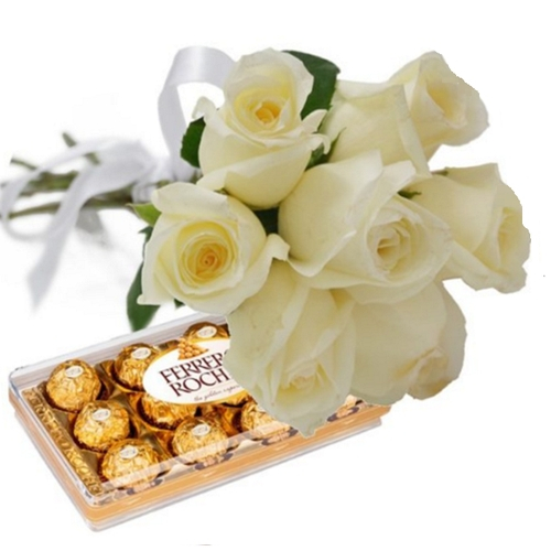 Gold 10 CHOCLOATES CARAMAL Ivory Ferrero Rocher Flower /& Chocolate Bouquet