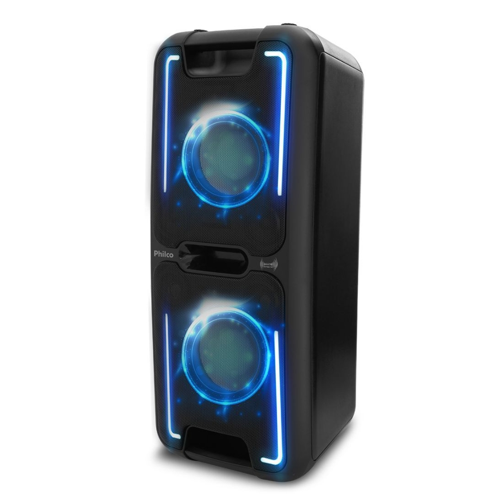 Caixa Acústica Philco Pcx5501n Effects 250W Bluetooth USB Flashs de Luz Bateria Interna e Entrada para Microfone