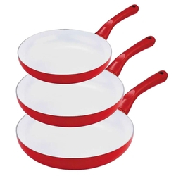 Conjunto de Frigideiras com Revestimento Cerâmico 3 peças Vermelho Class Home Menor preço em Conjunto de Frigideiras com Revestimento Cerâmico 3 peças Vermelho Class Home