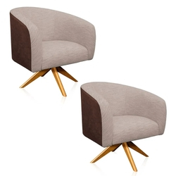 Kit 02 Poltronas Giratória Stella Corano Marrom com Linho Fino Bege A27 Base Madeira MA30 D'Rossi é boa?