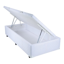 Cama Box Solteiro Americano com Baú Mega Colchões Branco com Pistão - 096x203 é boa?