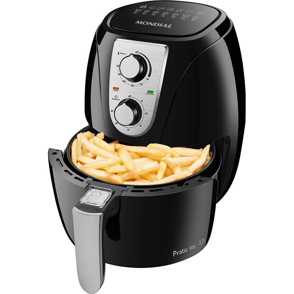 Fritadeira Elétrica Sem Óleo – Air Fryer Mondial AF-34 3,2L 1270W Preta 220V