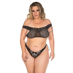Lingerie Conjunto Sensual Top e Calcinha em Renda Plus Size (Tam 44 a 50) Menor preço em Lingerie Conjunto Sensual Top e Calcinha em Renda Plus Size (Tam 44 a 50)