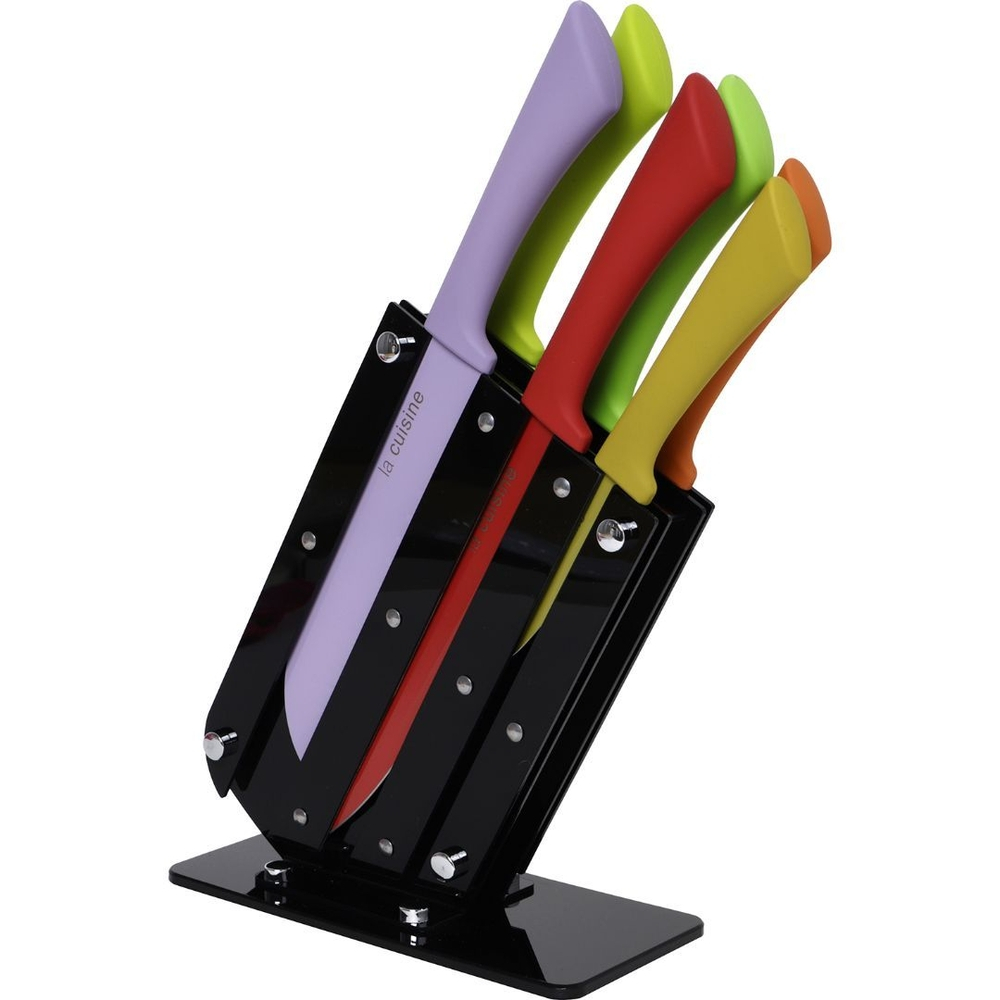 Conjunto de 6 Facas com Cepo Coloridas - La Cuisine