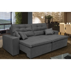 Sofá Cairo 1,82m Retrátil, Reclinável com Molas no Assento e 4 Almofadas Tecido Suede Cinza - Cama InBox é boa?