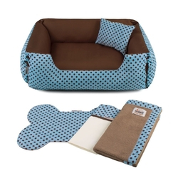 Enxoval Cama Pet para Cachorro Gato Senhor Bicho Dupla Face Lola - P - Azul Poá Marrom é boa?